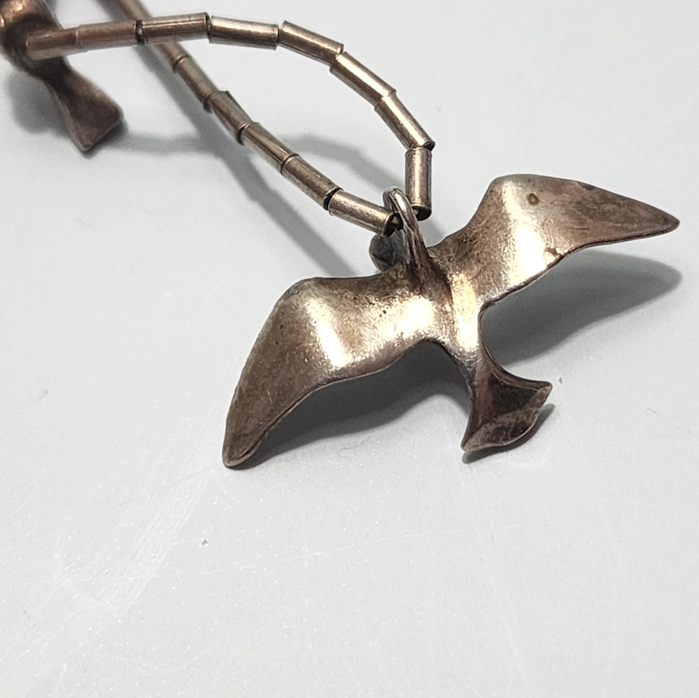 Vintage Native American Sterling Bird Fetish Necklace - Picture 5 of 13